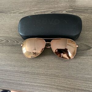 Revo Sunglasses Relay Women's Polarized Lens Medium Aviator Frame Rose Gold